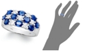 Macy's 14k White Gold Ring, Sapphire (2-1/2 ct. t.w.) and Diamond (1/2 ct. t.w.) Three-Row Ring